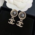 18K Chanel Black Crystal Earrings
