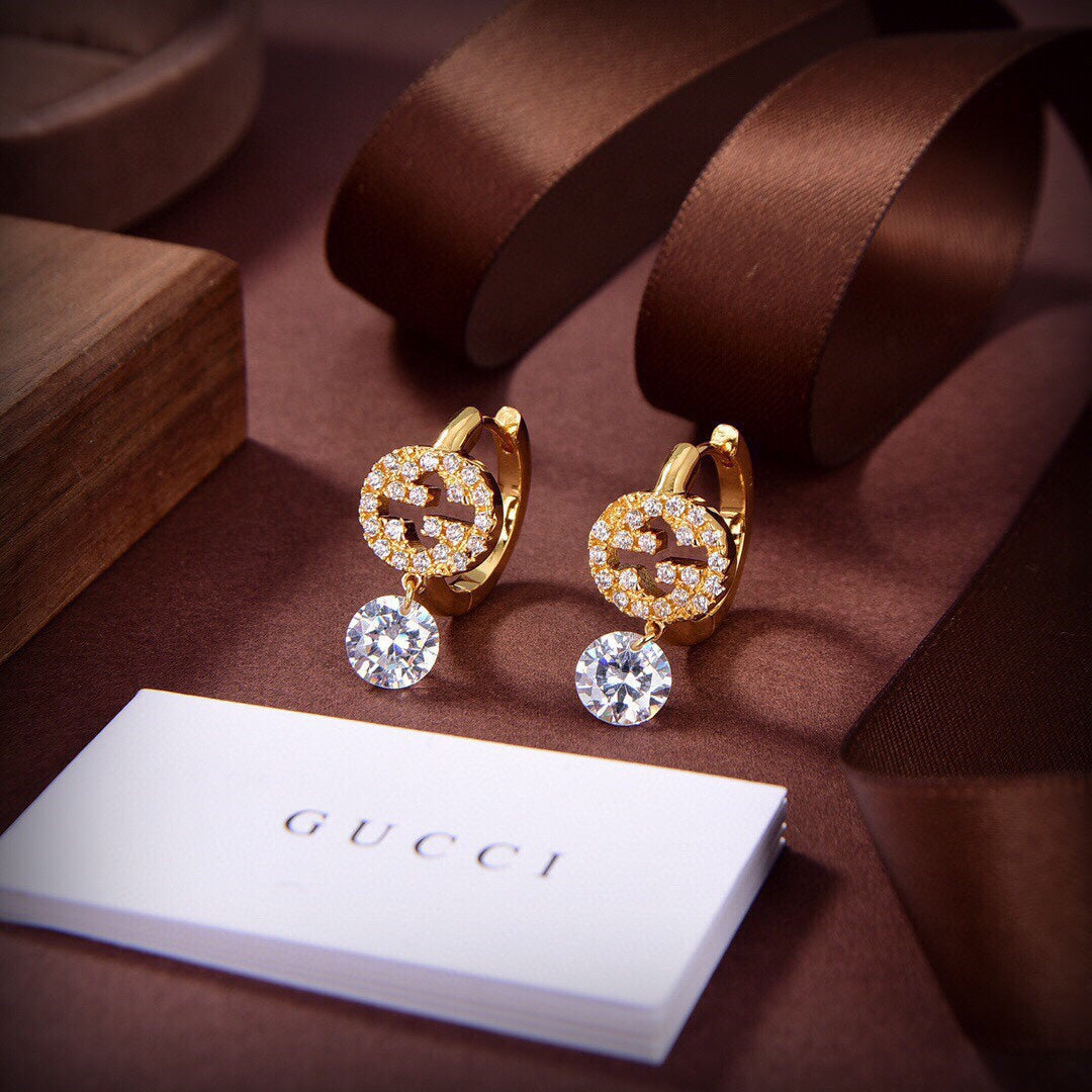 18K Gucci Interlocking G Diamond Earrings