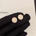 18K Chanel Gold Button Earrings