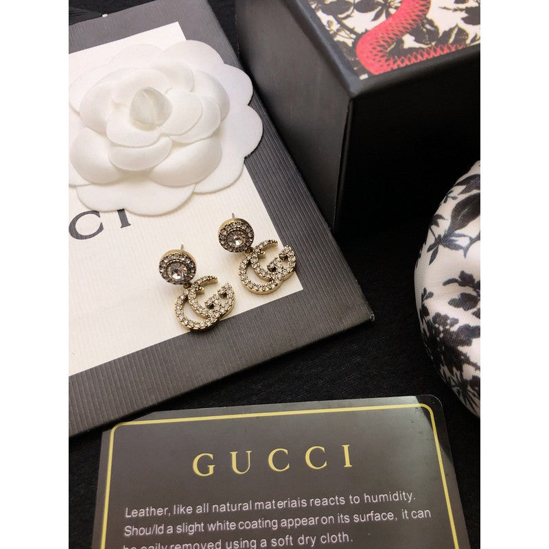 18K Gucci Crystal Pendant Earrings