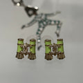 18K Chanel 26C Green Telescope Gold Earrings