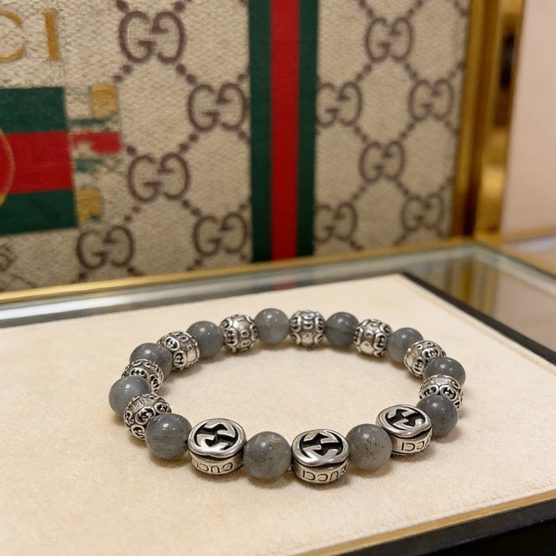 18K Gucci Anger Forest Grey Pearl Chain Bracelet
