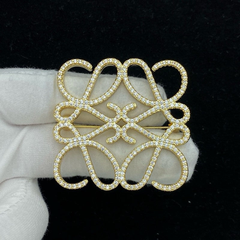 18K Loewe Gold Diamond Brooch