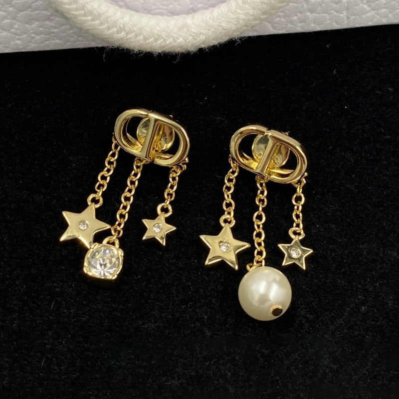 18K Dior Tribales Star Pearl Earrings