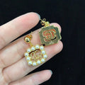 18K Gucci Square Pearl Earrings