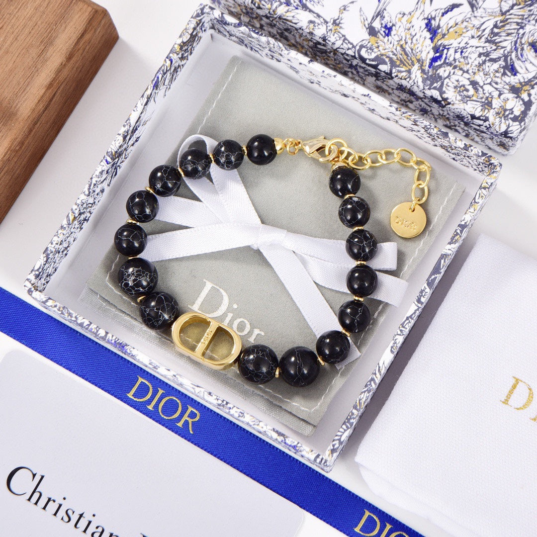 18K Dior 30 Montaigne Black Pearls Bracelet