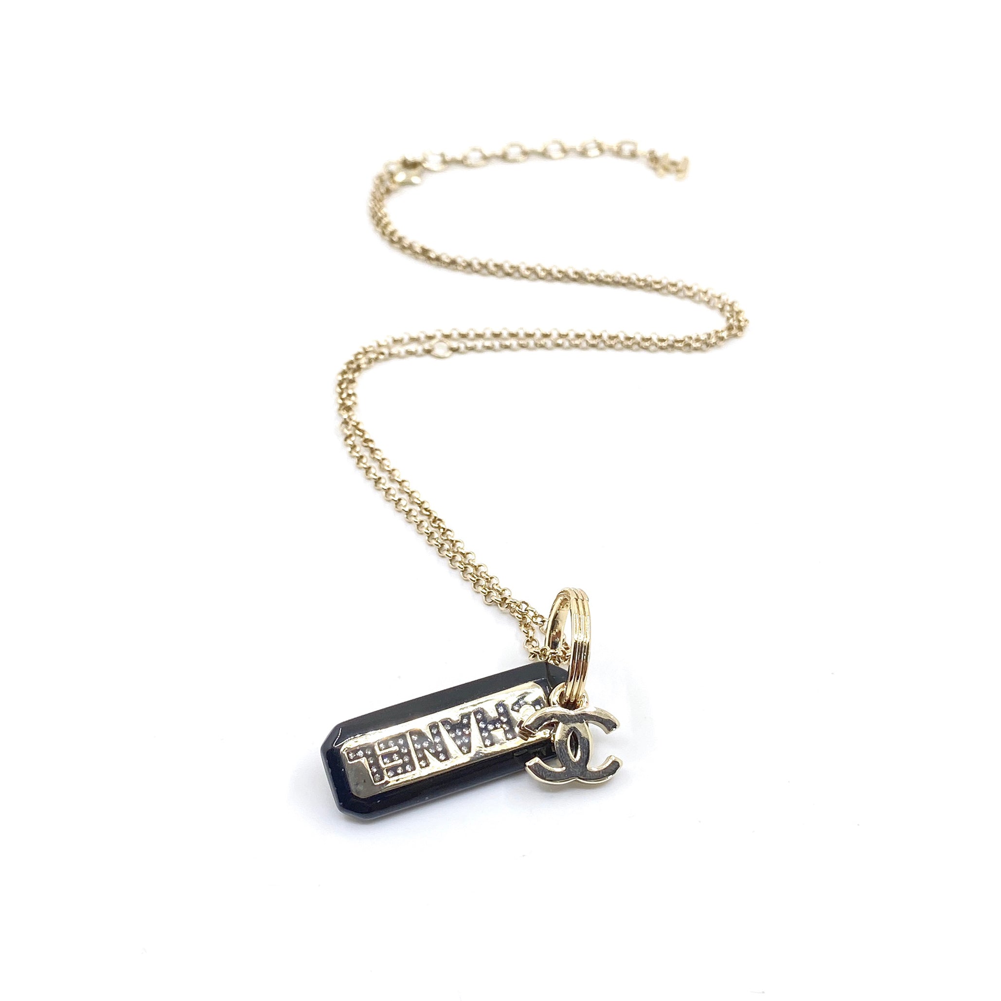 18K Chanel Black Plate Chain Necklace