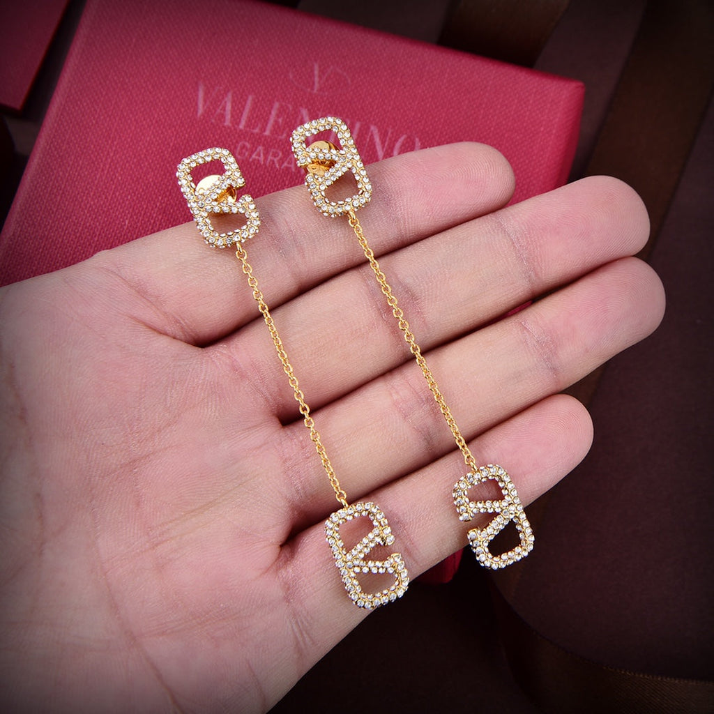 18K Valentino Garavani Crystal Vlogo Signature Earrings