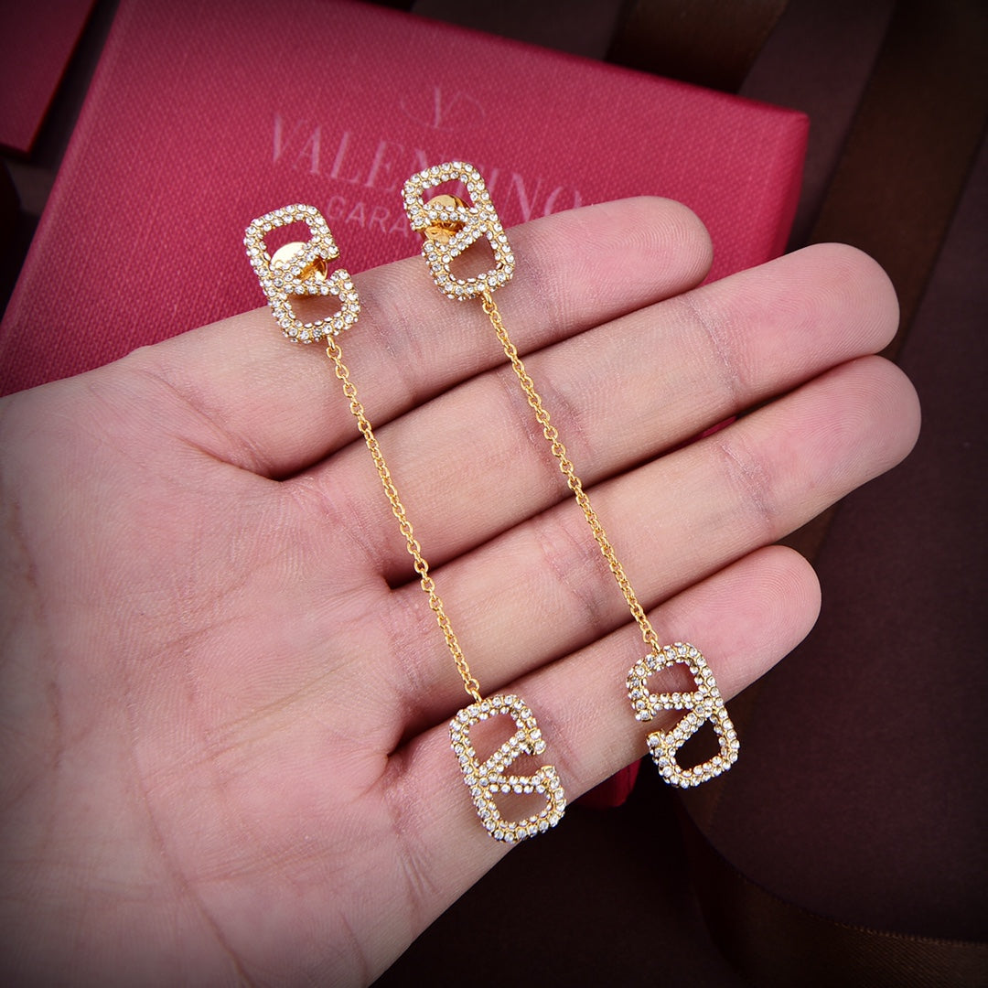 18K Valentino Garavani Crystal Vlogo Signature Earrings