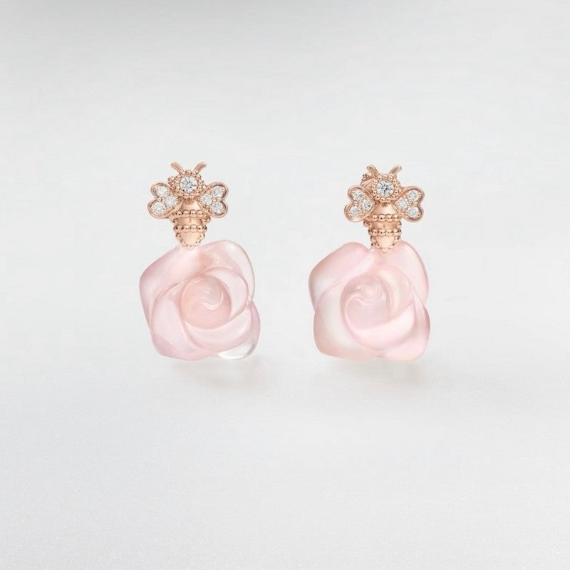 18K Dior Pink Flower Earrings