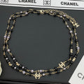 18K Chanel Black Pearls Long Necklace