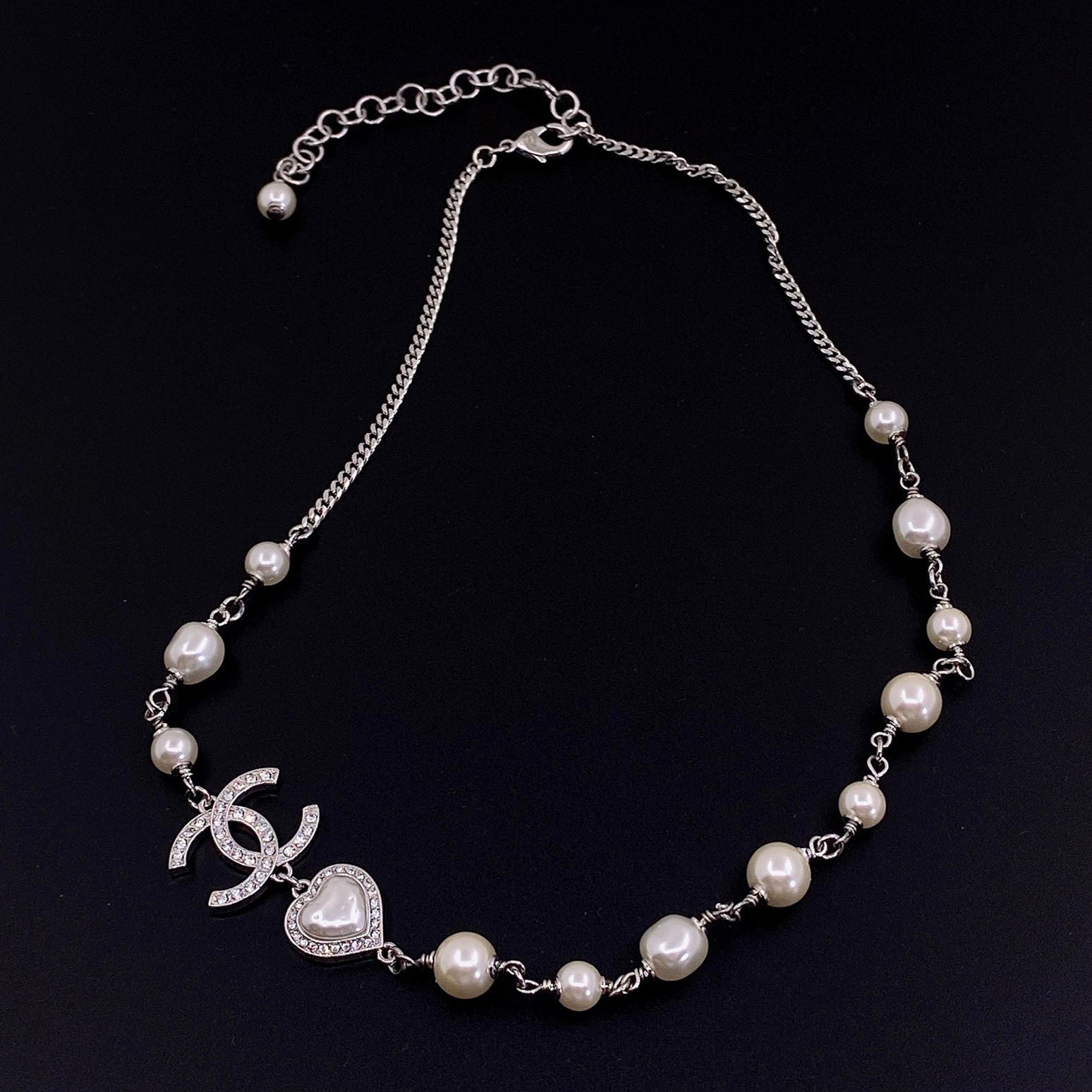 18K Chanel Pearls Crystals Necklace