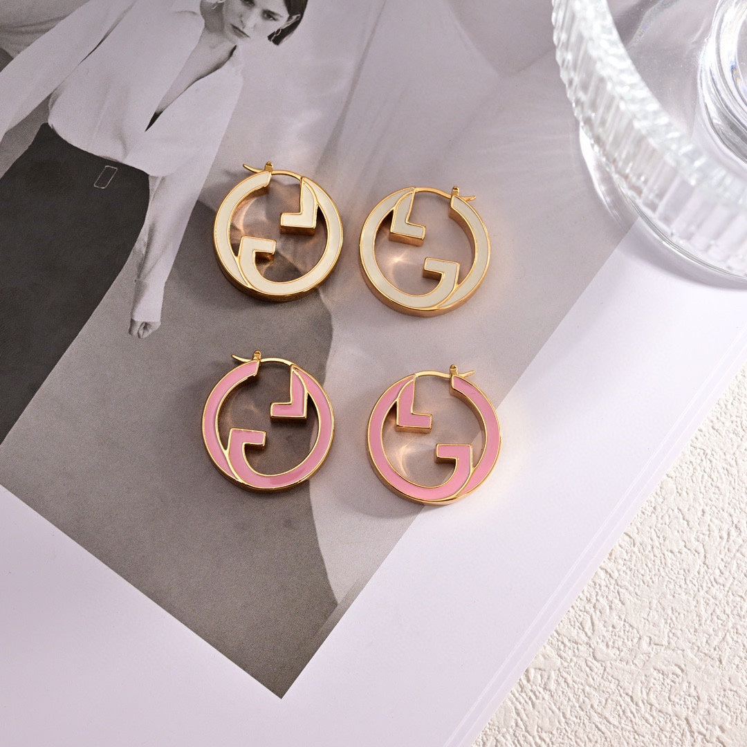 18K Gucci Pink Hollow Earrings