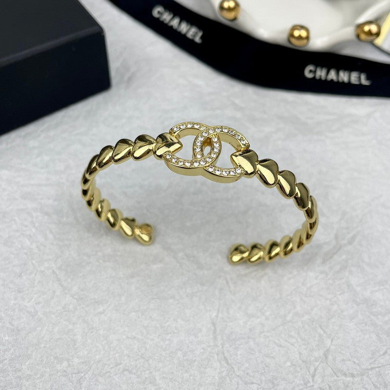 18K Chanel Diamond Heart Open Cuff Bracelet