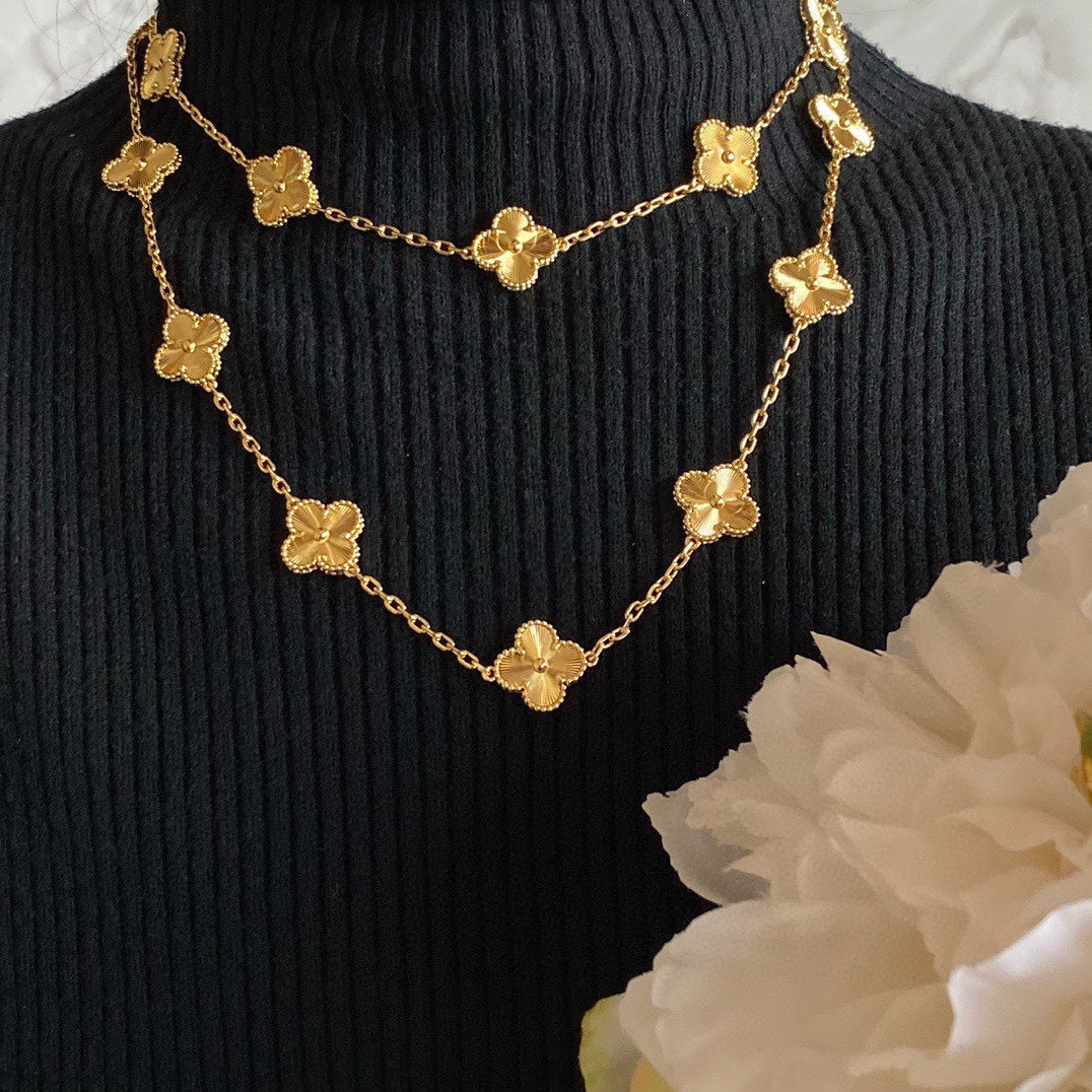 18K Van Cleef & Arpels Vintage Alhambra 20 Motifs Long Necklace