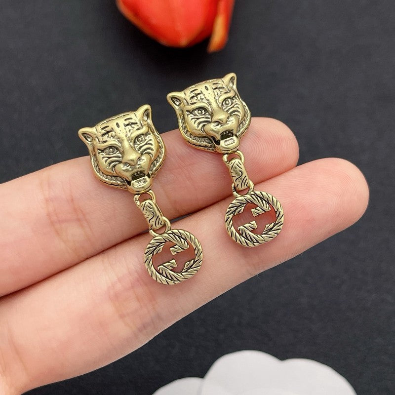 18K Gucci Tiger Drop Earrings