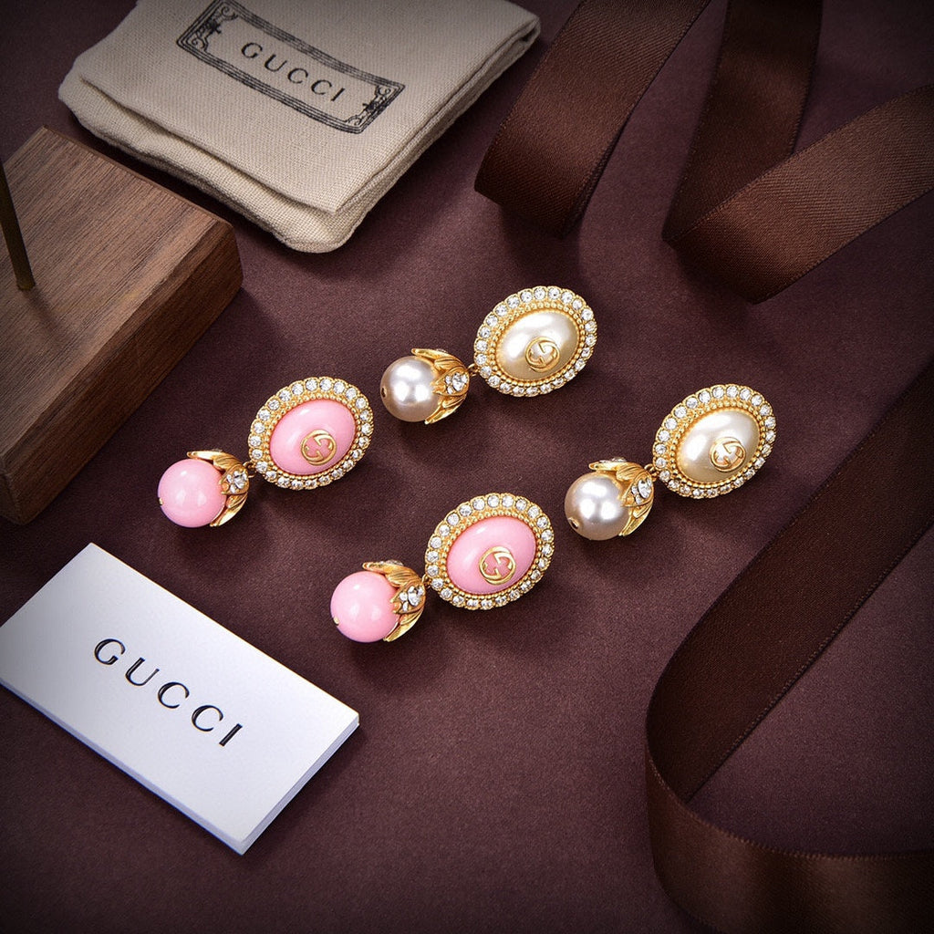 18K Gucci Pink Pearls Earrings