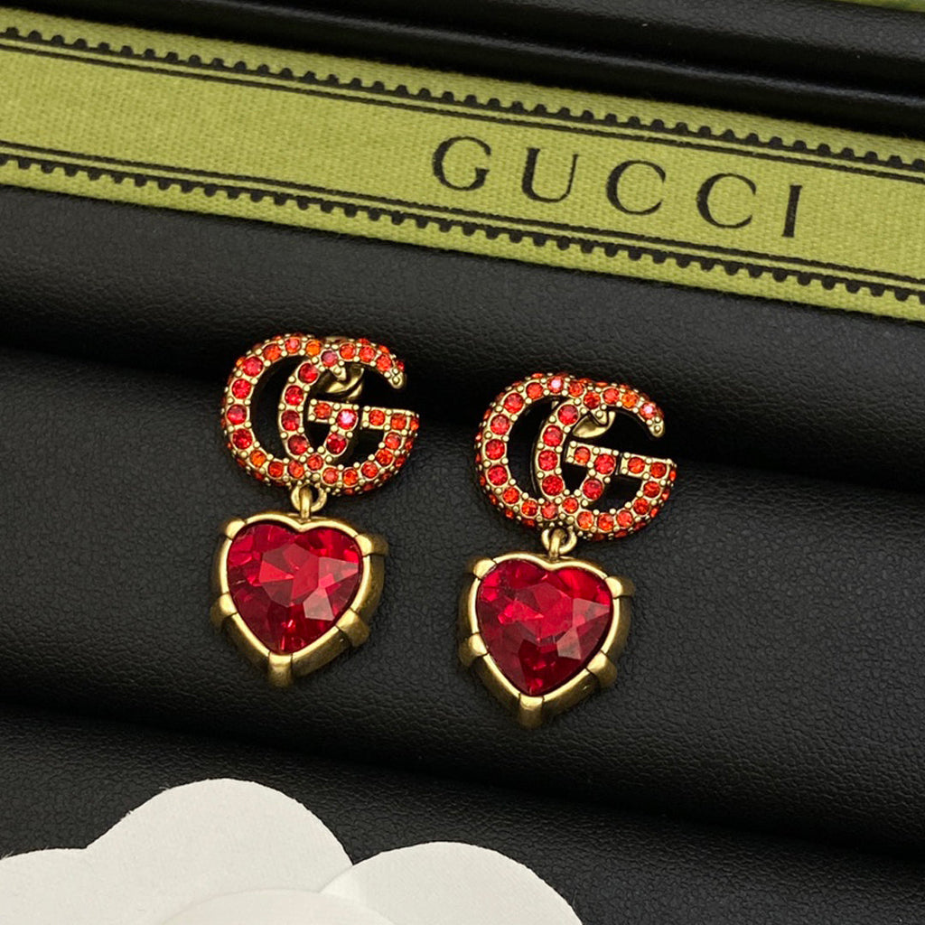 18K Gucci Red Crystal Earrings