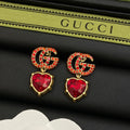 18K Gucci Red Crystal Earrings