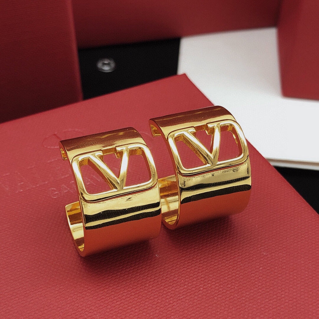 18K Valentino Vlogo Cuff Earrings
