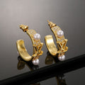 18K Louis Vuitton Pearl Gold Earrings