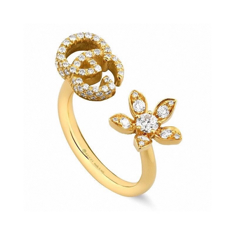 18K Gucci Flower Diamond Gold Ring