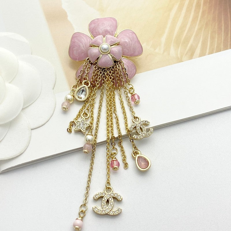 18K Chanel Camellia Tassel Brooch