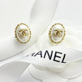 18K Chanel Oval Pearl Gold Earrings