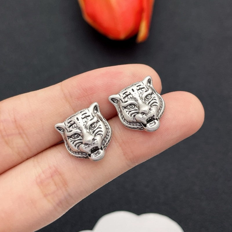 18K Gucci Tiger Head Gold Earrings