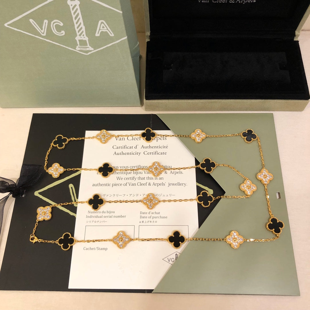 18K Van Cleef & Arpels Vintage Alhambra 20 Motifs Long Necklace