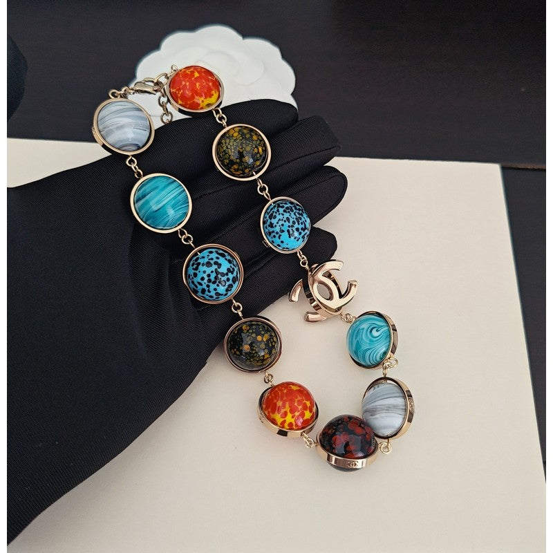 18K Chanel Color Crystal Gold Bracelet