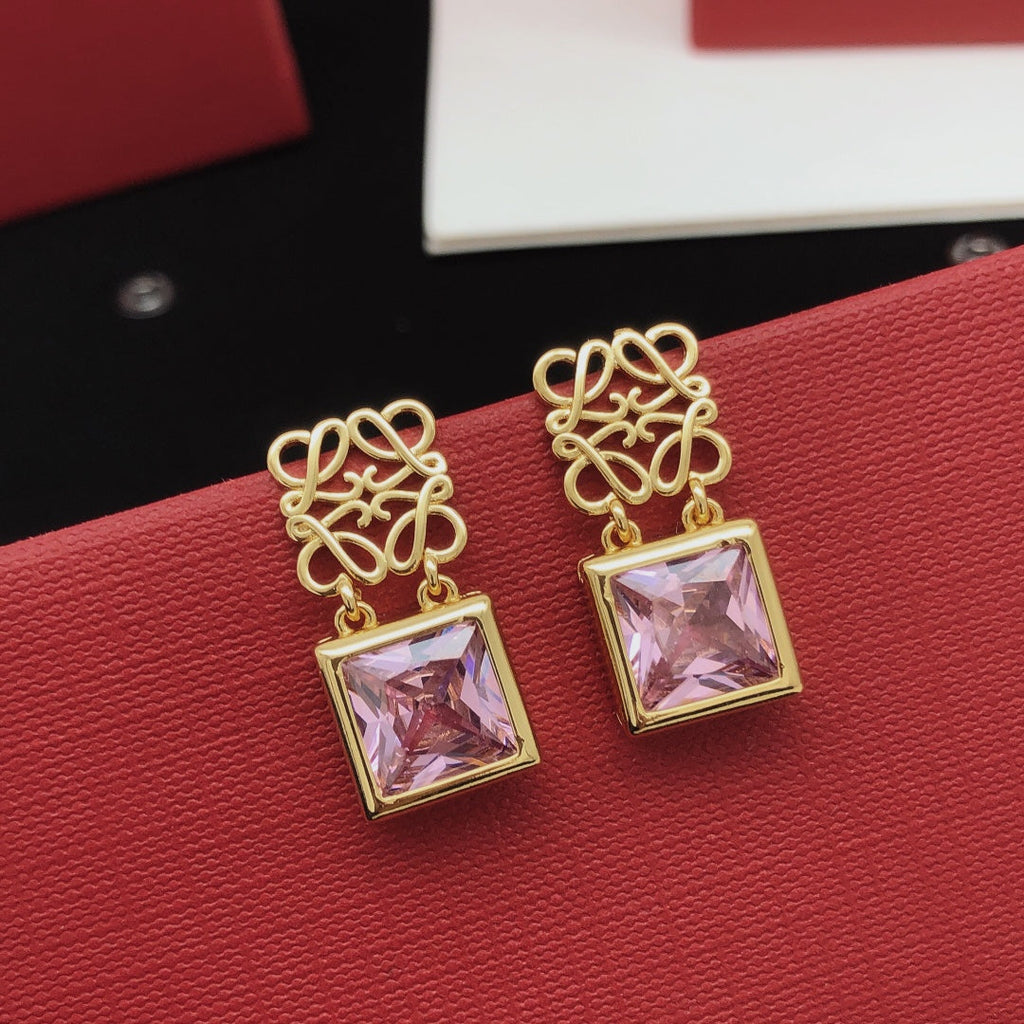 18K Loewe Anagram Crystal Earrings