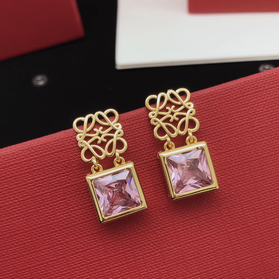 18K Loewe Anagram Crystal Earrings
