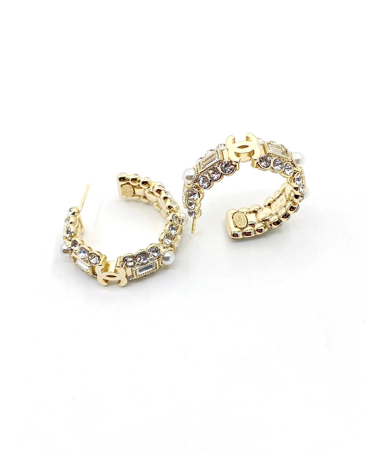 18K Chanel Crystals Circle Earrings