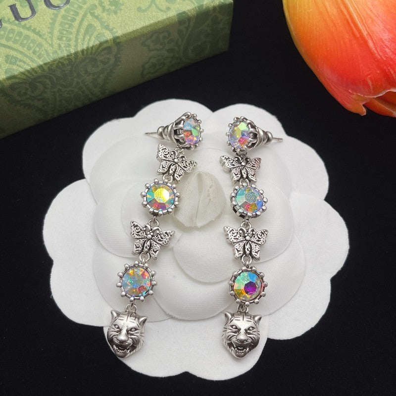18K Gucci Tiger Color Crystal Earrings