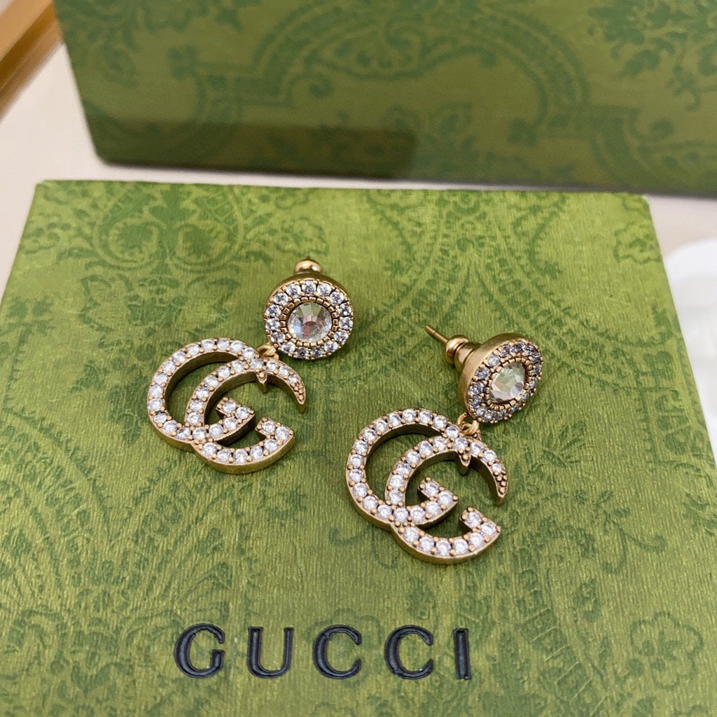 18K Gucci Crystal Pendant Earrings