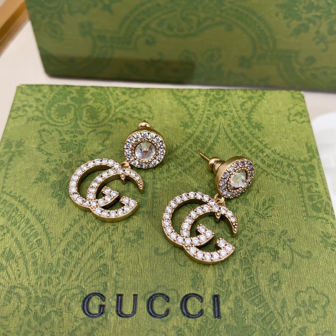 18K Gucci Crystal Pendant Earrings