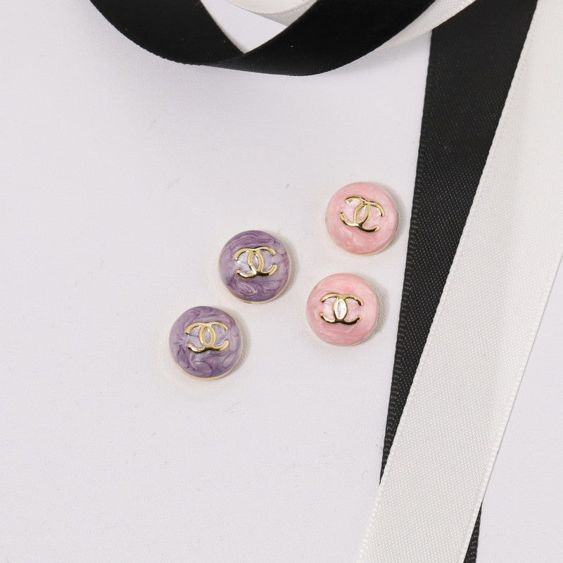 18K Chanel Purple & Pink Gold Earrings
