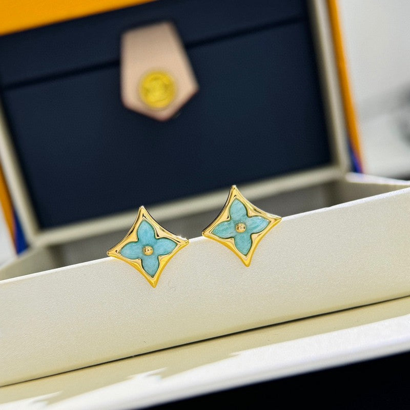 18K Louis Vuitton Blue Color Blossom BB Star Earrings