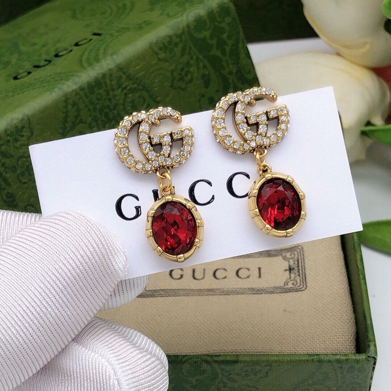 18K Gucci Red Crystal Earrings