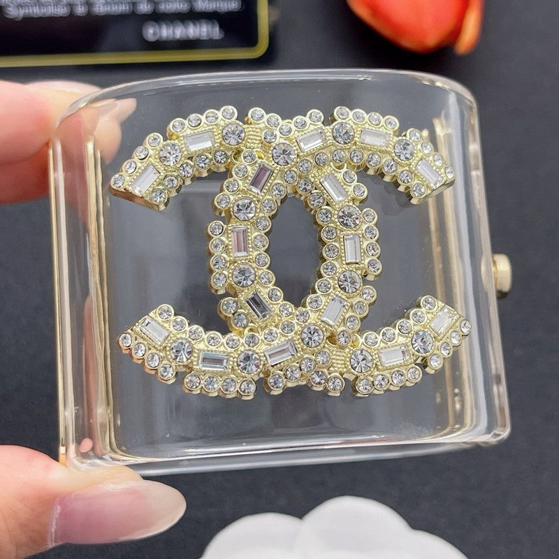 18K Chanel Pearl Diamond Transparent Cuff Bracelet