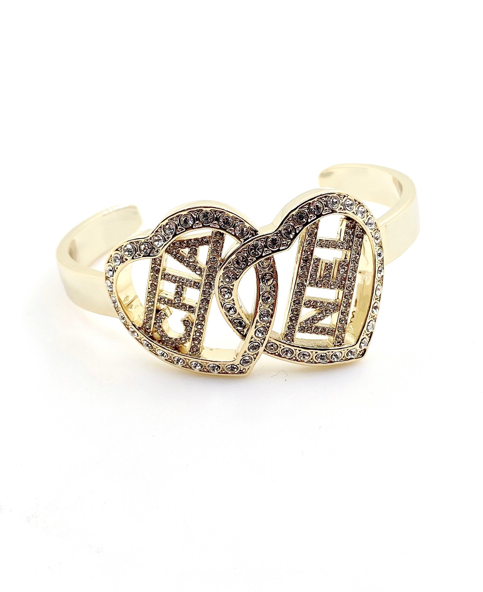 18K Chanel Crystals Heart Cuff Bracelet