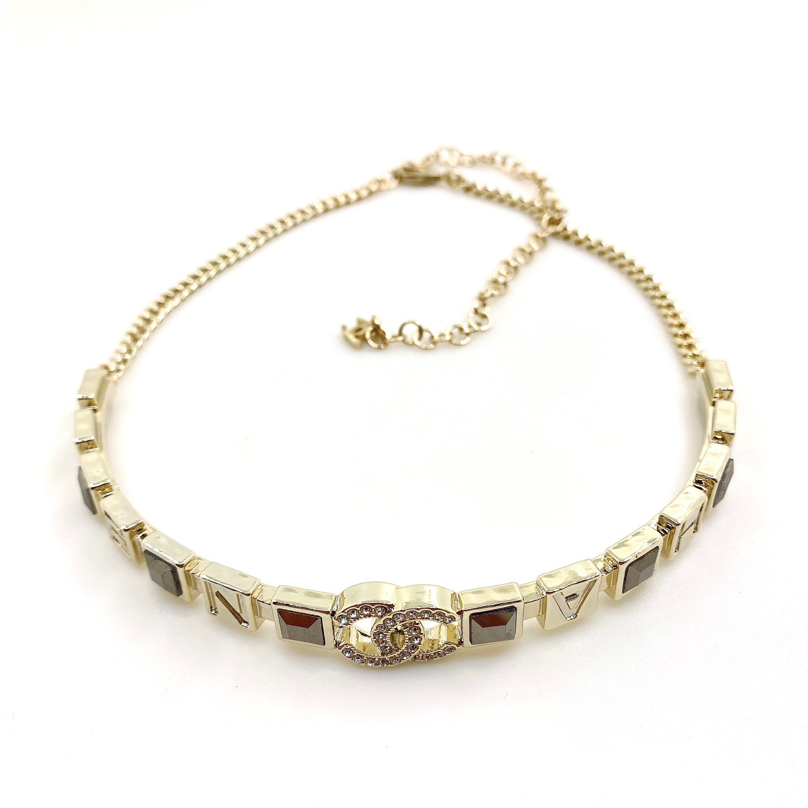 18K Chanel Gray Crystals Necklace