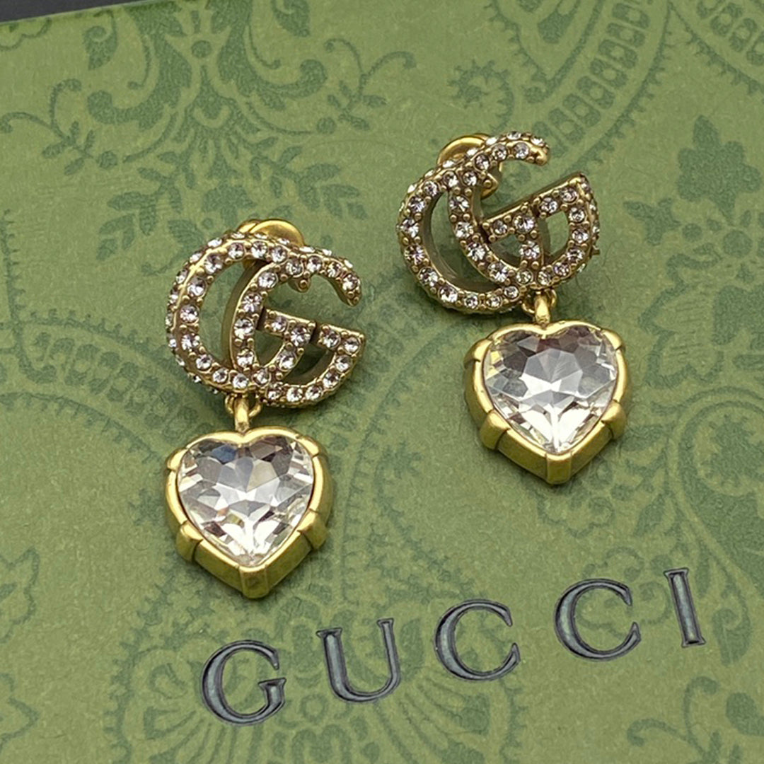 18K Gucci Crystal Pendant Earrings