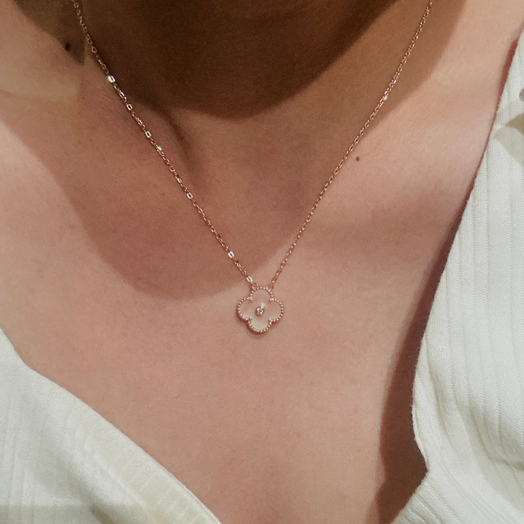18K Van Cleef & Arpels Sweet Alhambra Pink Clover Necklace