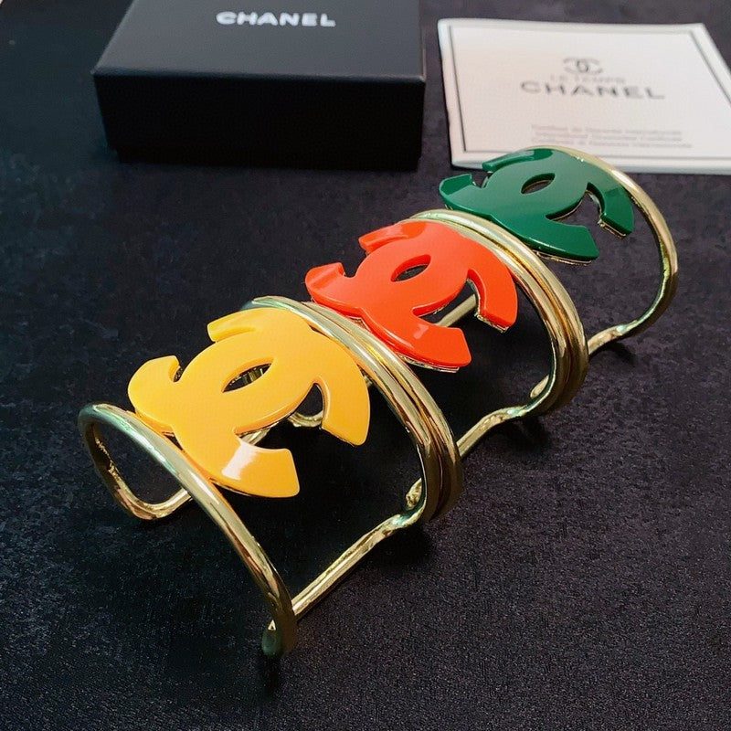 18K Chanel Color Logo Open Cuff Bracelet