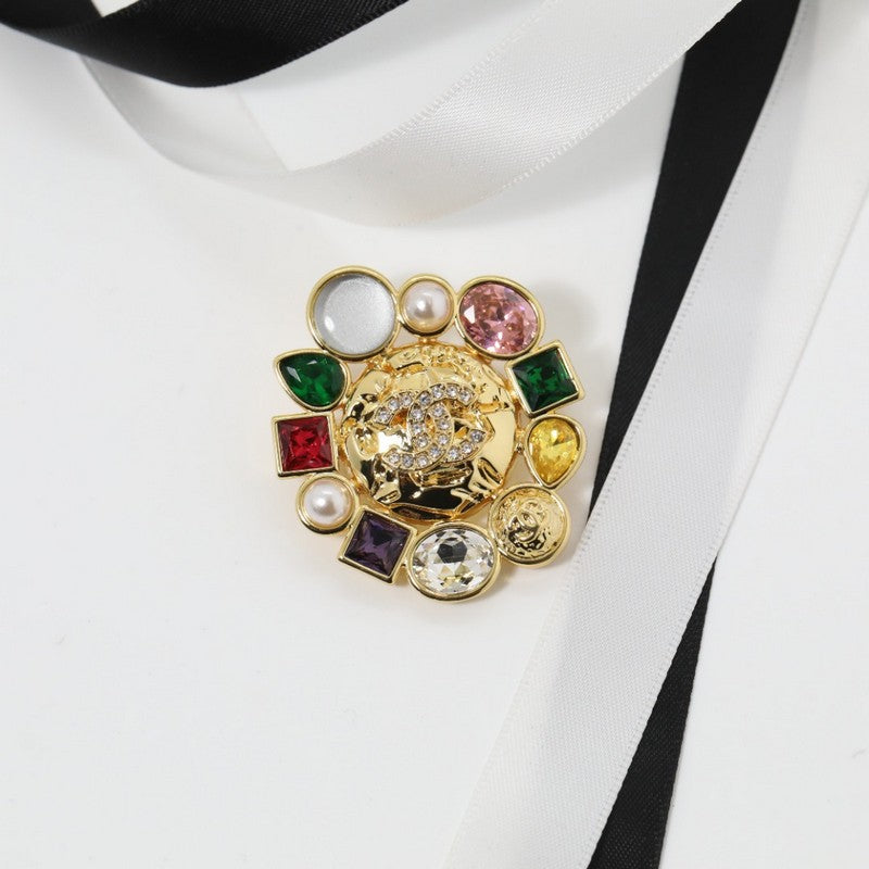 18K Chanel Color Crystal Flower Brooch