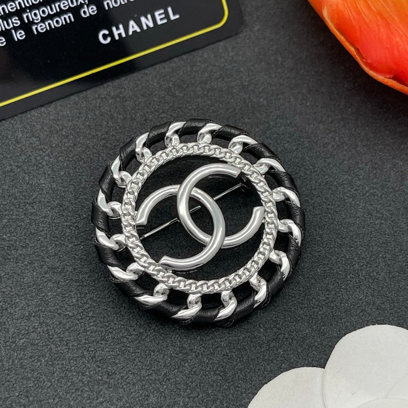 18K Chanel Leather Gold Brooch