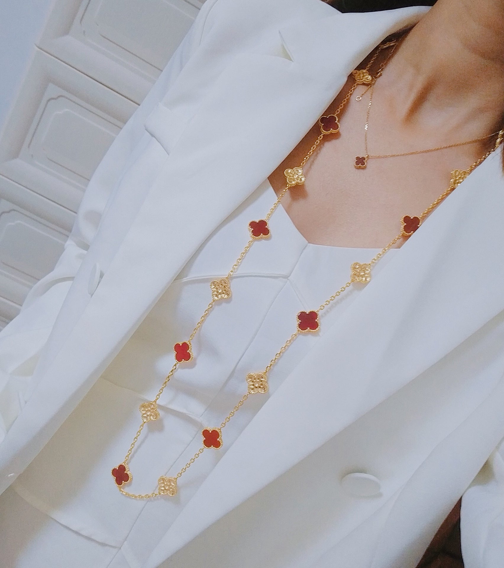 18K Van Cleef & Arpels Vintage Alhambra 20 Motifs Long Necklace