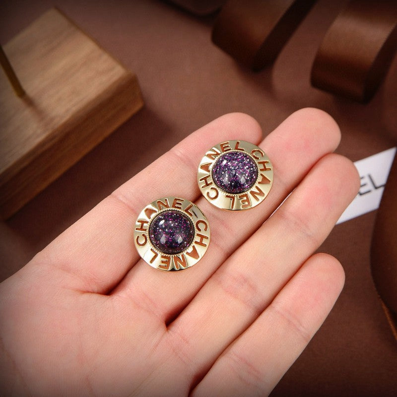 18K Chanel Purple Gold Earrings